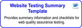 Website Testing Summary Template
