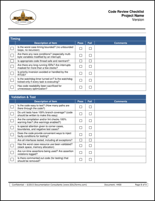 SDLCforms Code Review Checklist