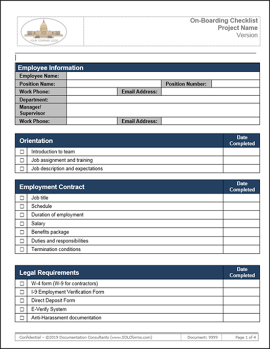 SDLCforms On-Boarding Checklist